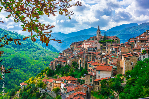 Canvastavla View of Apricale in the Province of Imperia, Liguria, Italy
