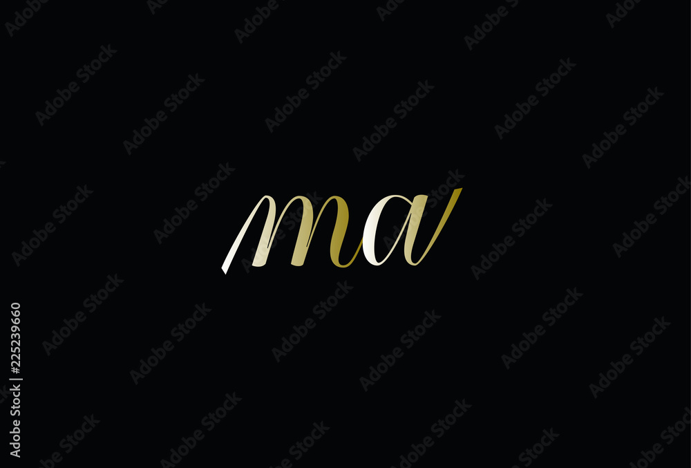 Modern elegant MA black and gold color initial letter logo