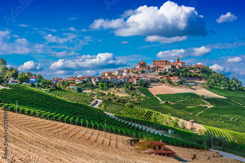 View of La Morra in the Province of Cuneo, Piedmont, Italy