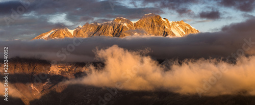 Panoramic view of one of the most important mountain in Europe: Monte Rosa in the western alps