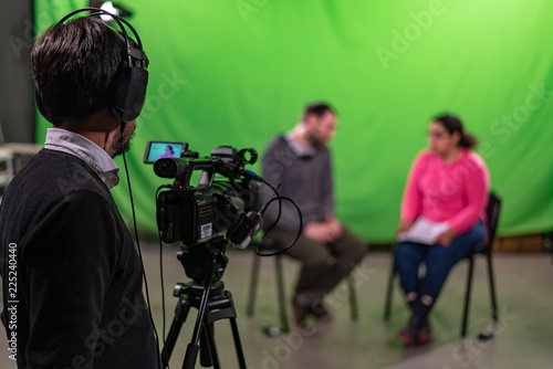 Interview recorded in a chroma with one cameraman