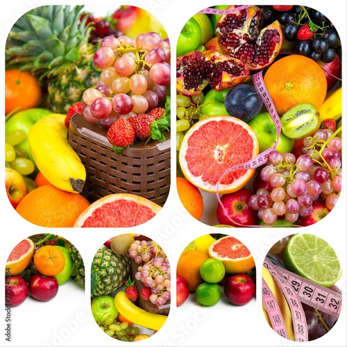 Fototapeta Naklejka Na Ścianę i Meble -  Healty Organic Mix of Fruits Collage