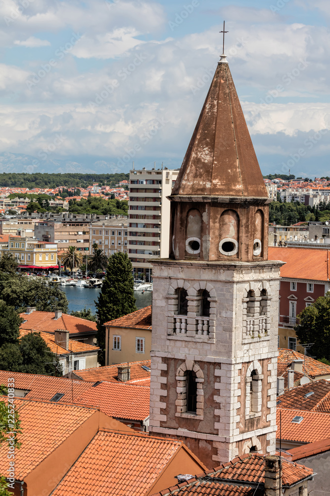Bell tower of the 17th-century St Simeon's Church in Zadar, Croatia