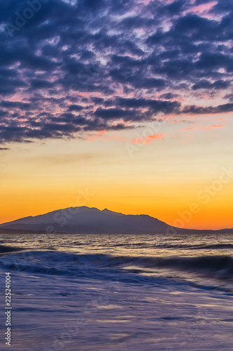 Early morning , dramatic sunrise over sea. Photographed in Asprovalta, Greece.