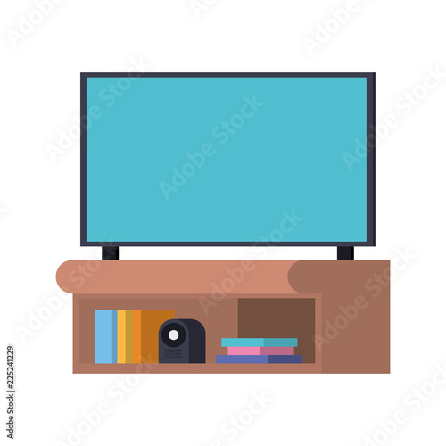 plasma tv in wooden shelf