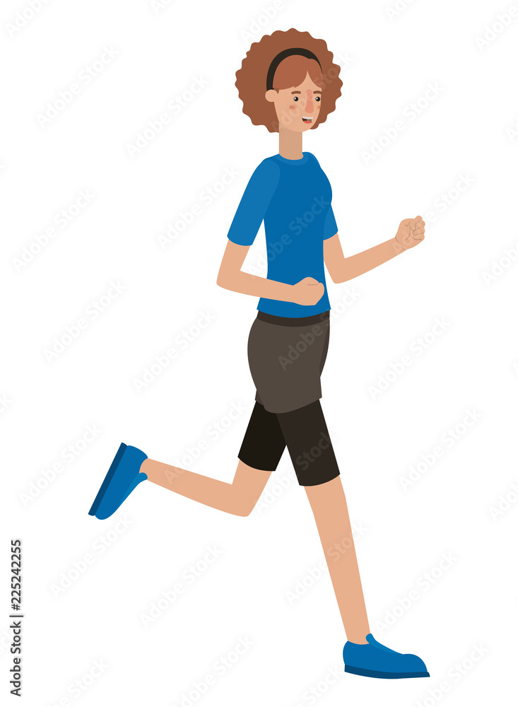 beautiful and young woman running character beautiful and young woman running character