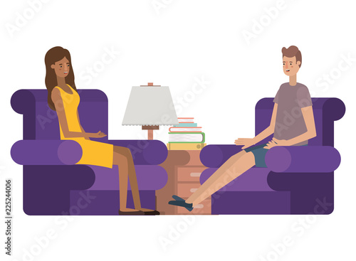 young couple in the livingroom avatar character