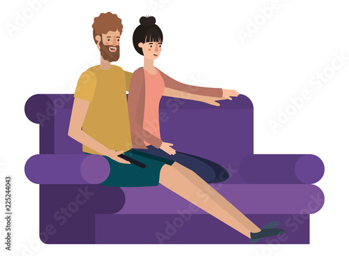 young couple in the livingroom avatar character