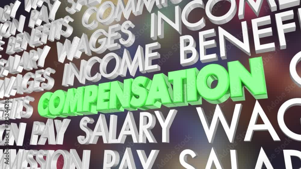 Compensation Wages Pay Salary Benefits Word Collage 3d Animation Compensation Wages Pay Salary Benefits Word Collage 3d Animation