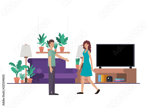 young couple in the living room avatar character