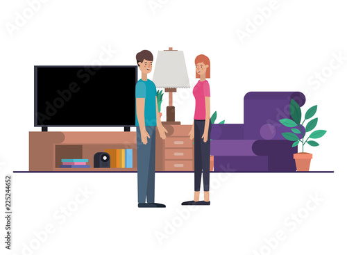 young couple in the living room avatar character