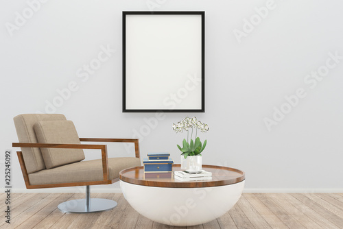 wall 3d render interior vintage living room template background copy space © Chanachai