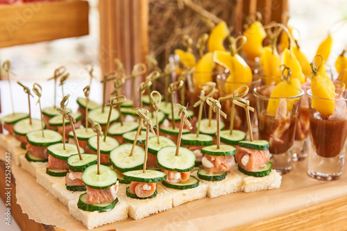 catering services with snacks table in the restaurant at the event party