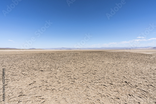 Dry Mojave desert lake with...