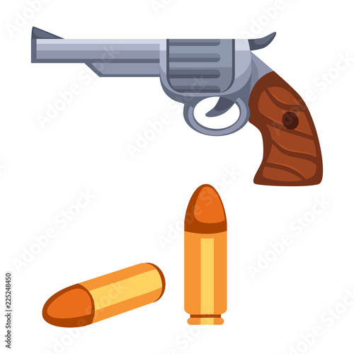 Cartoon vector revolver with cartridges