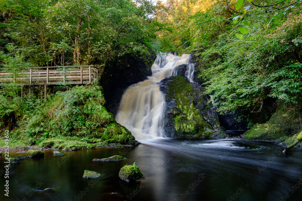 Spectacle E'e Falls, near Strathaven and Sandford, Scotland, UK