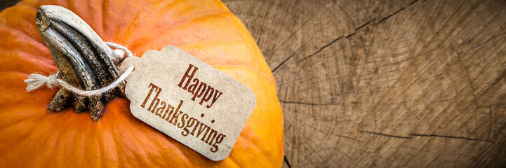 Pumpkin With Happy Thanksgiving Tag