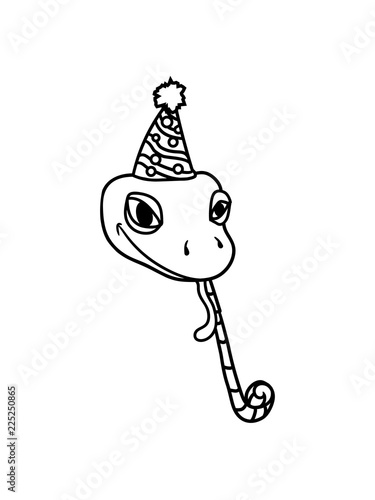 feiern kopf geburtstag party geschenk schlange gesicht kopf gecko eidechse echse reptil blindschleiche dino waran comic cartoon süß niedlich haustier klein clipart