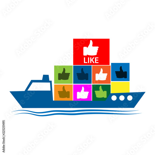 Ship brings an like icon. Vector illustration on white background.