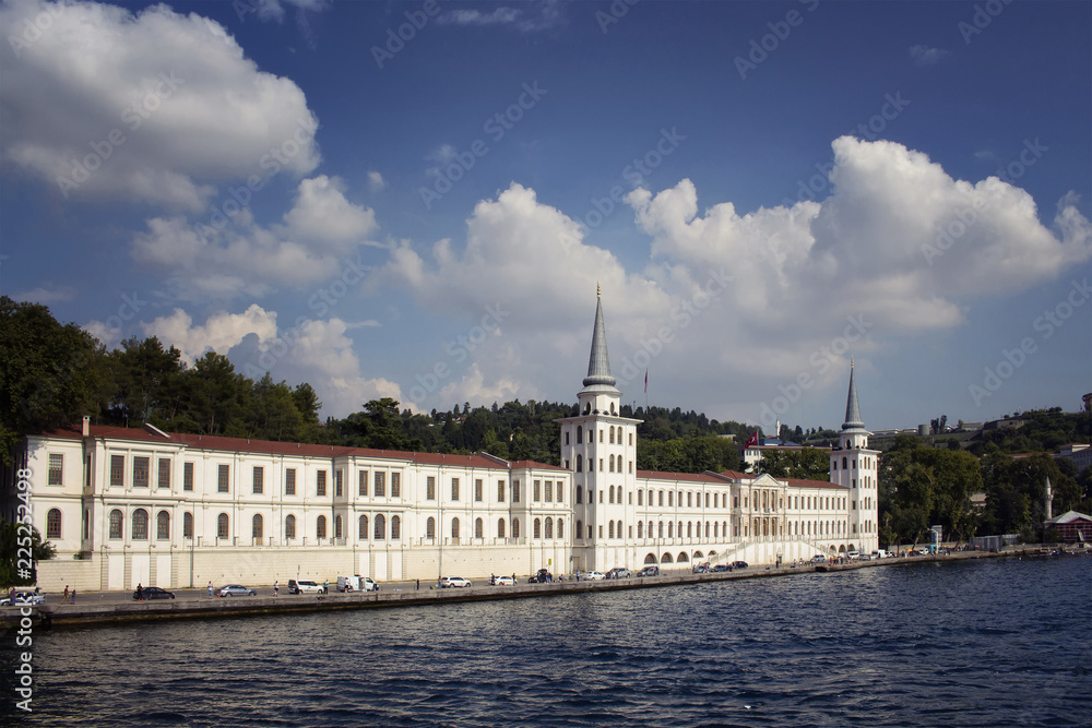 View of the oldest military high school in Turkey, located in Çengelköy, Istanbul, on the Asian shore of the Bosphorus strait. It was founded on September 21, 1845.