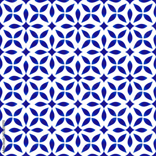 Papier peint blue and white pattern seamless