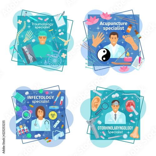 Vector posters of healthcare medicine and doctors