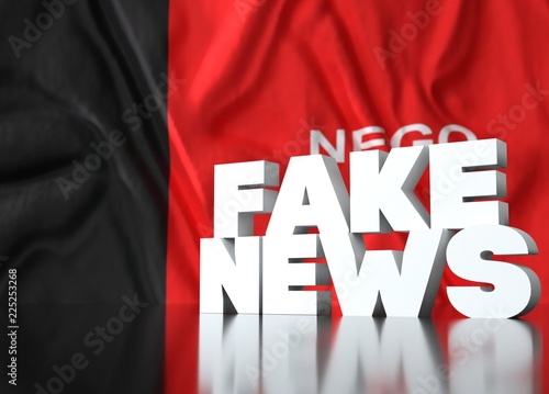 3d render, fake news lettering in front of Realistic Wavy Flag of ParaÃ­ba. photo
