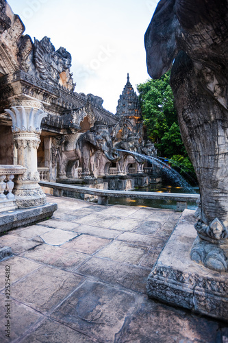 thailand ancient palace with elephant sculpture  © dohee