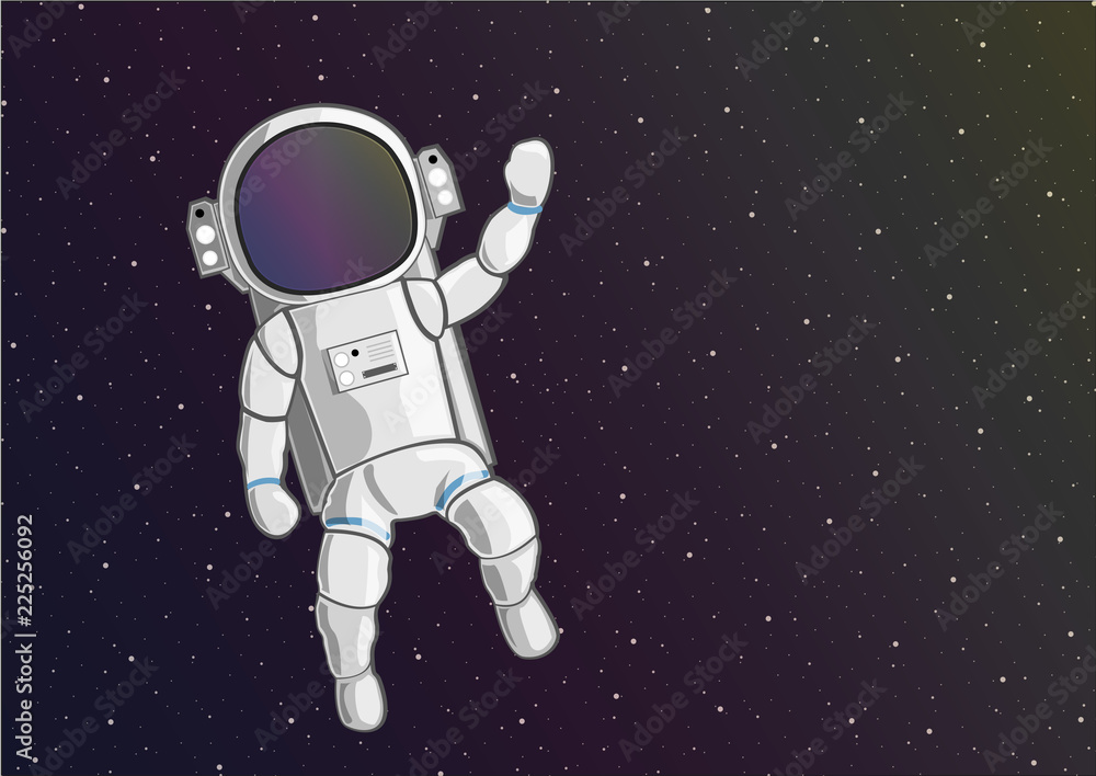 floating astronaut in space waving hand floating astronaut in space waving hand
