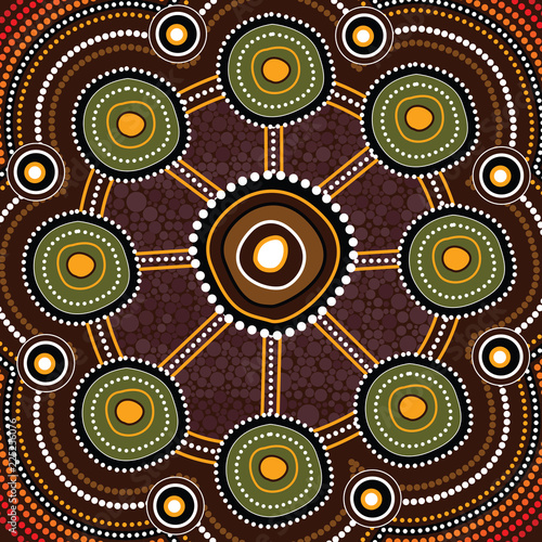 Aboriginal art vector background. Connection concept 