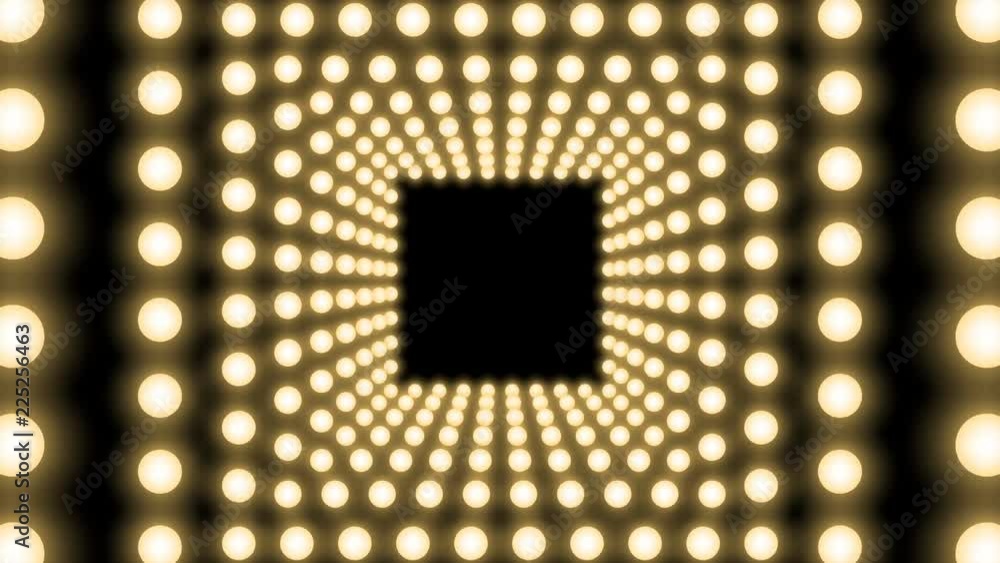 Tunnel Incandescent light bulb box frame square shape moving pattern ...