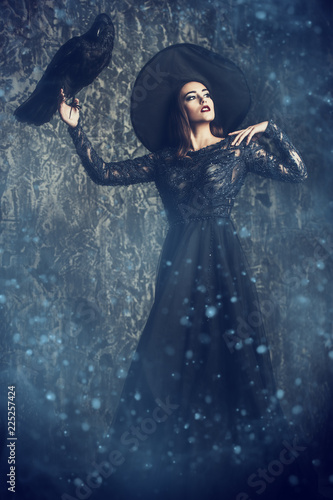 long dress and a raven