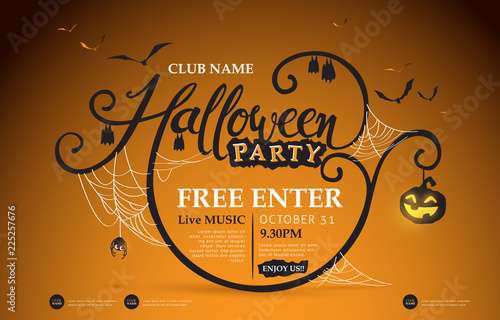 Happy Halloween banners party invitation.Vector illustration .