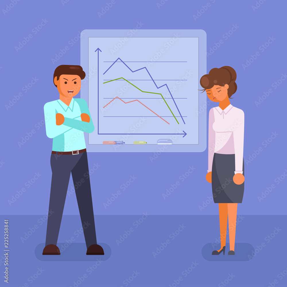 Fotografie Depressed business people vector flat style design