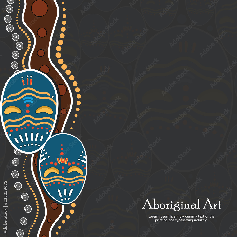 Aboriginal dot art vector banner with mask Aboriginal dot art vector banner with mask