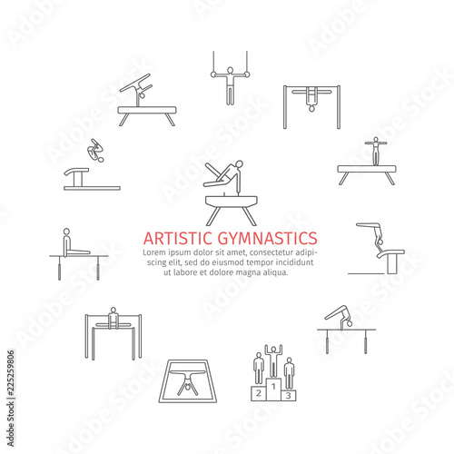 Artistic gymnastics line icon. Equipment. Vector sports signs.