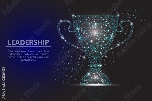 Leadership winner cup vector geometric polygonal background