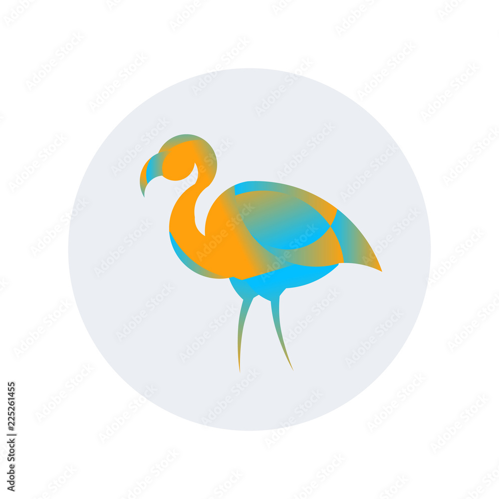 Colorful Flamingo Logo Template. Simple bird Icon. Drawing of animal. Vector illustration. Can use as night club and exotic vacations emblem. Geometric icon design. Minimalistic pictogram Colorful Flamingo Logo Template. Simple bird Icon. Drawing of animal. Vector illustration. Can use as night club and exotic vacations emblem. Geometric icon design. Minimalistic pictogram