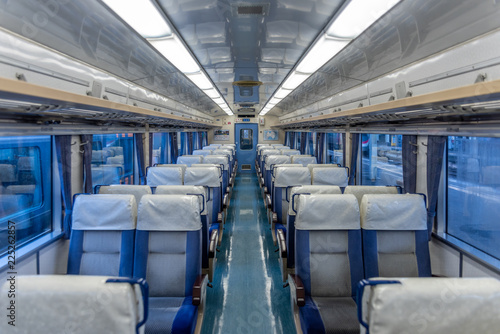 Interior of the old classic Japanese railway train