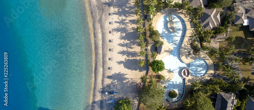 Panorama Masjid Islamic Center with blue background, it located in the city of Mataram. It is the one of the largest mosque in the world