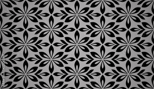 Flower geometric pattern. Seamless vector background. Black and grey ornament. Ornament for fabric, wallpaper, packaging. Decorative print