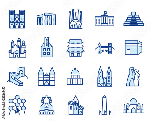 Wahrzeichen und Denkmäler Vector Icon Illustration Set 