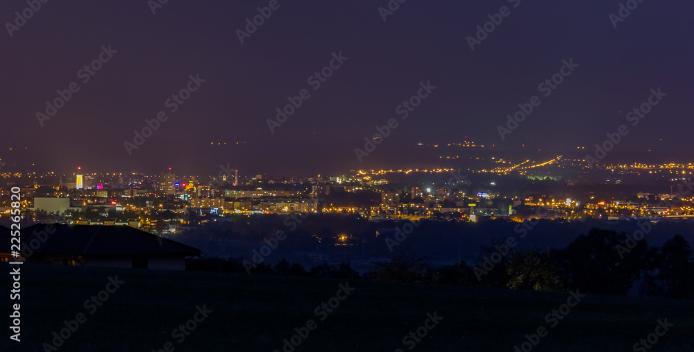 City Ceske Budejovice at night, long exposure