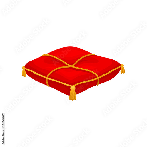 Red ceremonial pillow, monarchy attribute vector Illustration on a white background