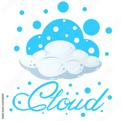 Cartoon cloud illustration. Blue splatter, snow Vector eps 10