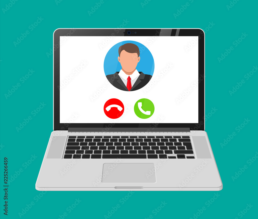 Incoming video call on laptop. Incoming video call on laptop.