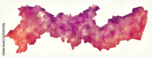 Pernambuco federative unit watercolor map of Brazil in front of a white background