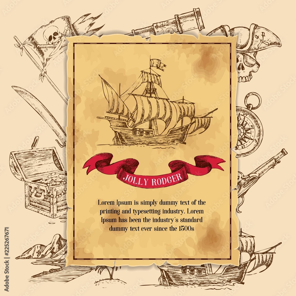 Fototapeta premium Jolly Rodger Pirate Background