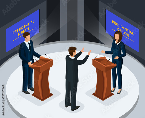 Isometric Presidential Debates Concept