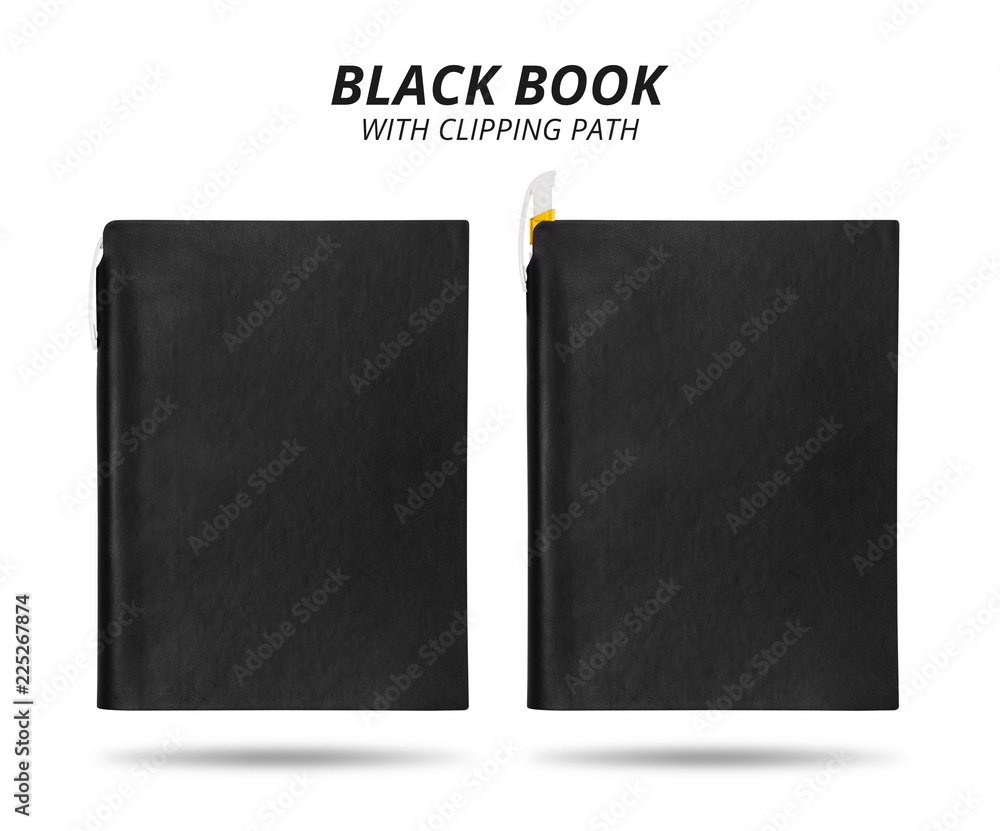 © Lemonsoup14 - Black book isolated on white background. Template of leather book with pen for design. ( Clipping path ) © Lemonsoup14 - Black book isolated on white background. Template of leather book with pen for design. ( Clipping path )